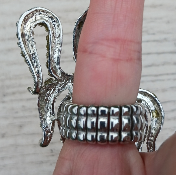 Vintage Rhinestone Octopus Stretch Ring or Necklace Piece - Picture 8 of 12